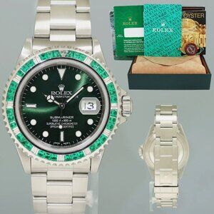 Rolex Submariner Custom Green Real Diamond Dial Sapphire With Box